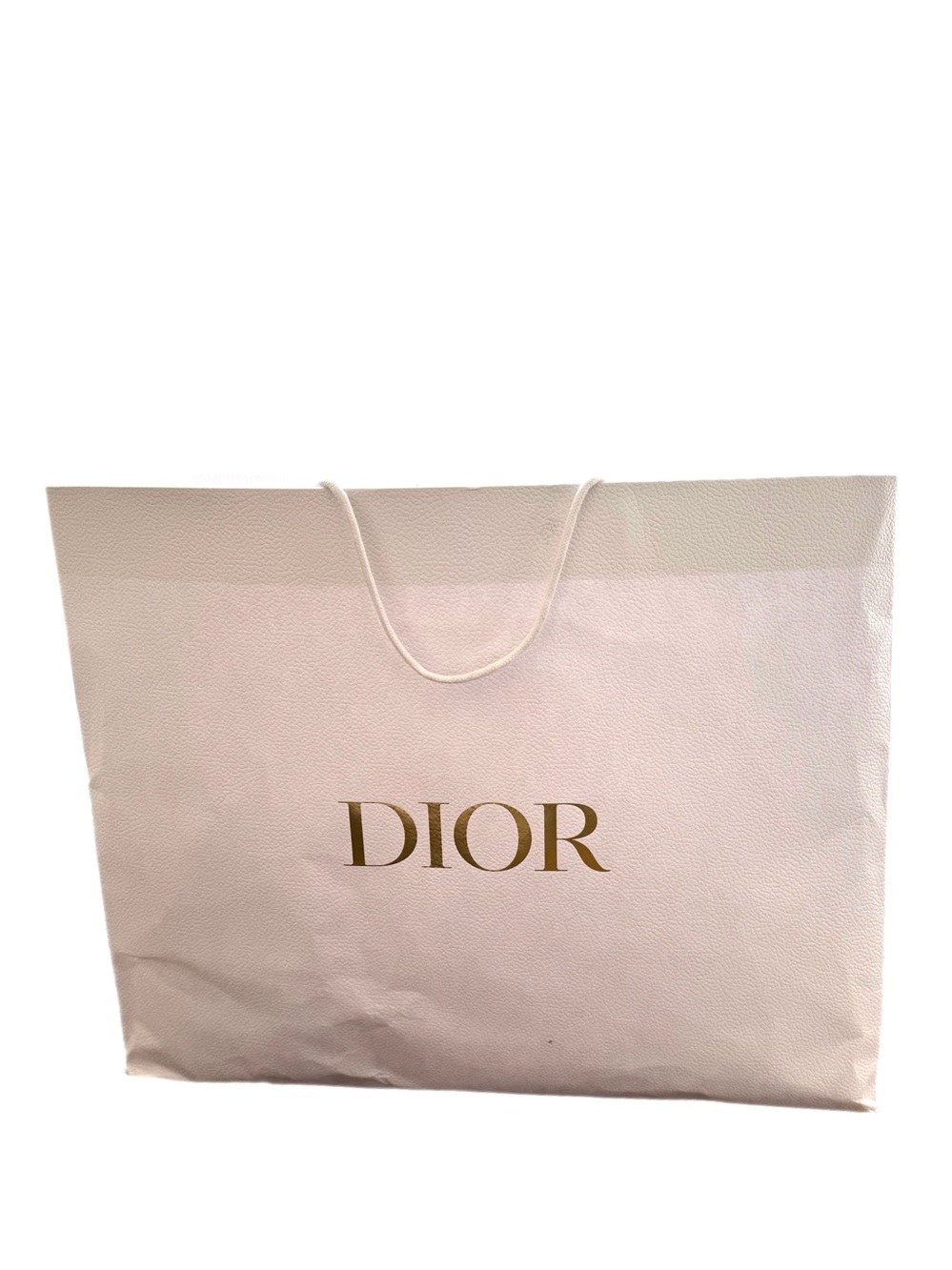 DIOR Large White Gold Logo Heavy Paper Shopping Bag With Handles
